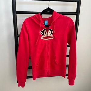 Paul Frank Red Monkey zip up hoodie size Medium